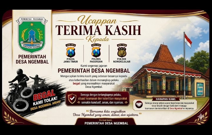 Berantas Aksi Begal, Pemdes Ngembal Beri Apresiasi Setinggi-tingginya Kepada Jajaran Kepolisian