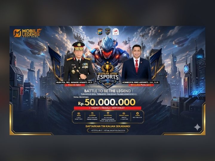 Sambut Hari Bhayangkara ke – 80 Polda Jatim Gelar Turnamen Esport untuk Umum