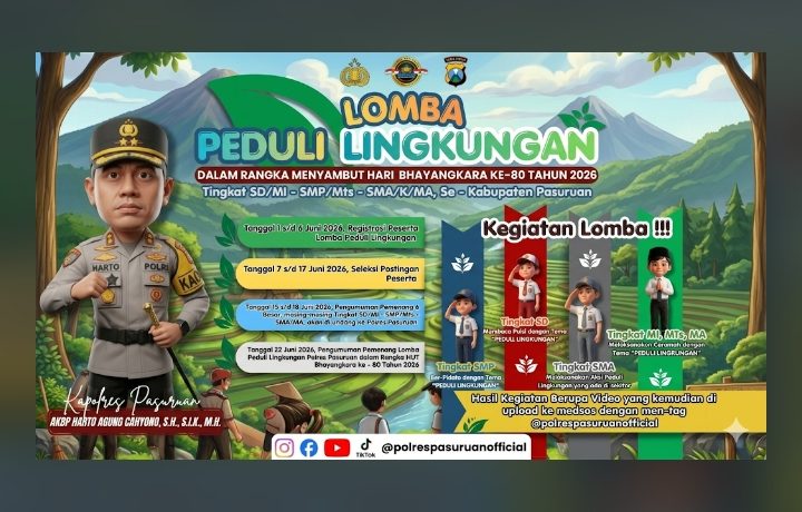 Sambut Hari Bhayangkara ke-80, Polres Pasuruan Gelar Lomba Peduli Lingkungan Tingkat Pelajar Se-Kabupaten