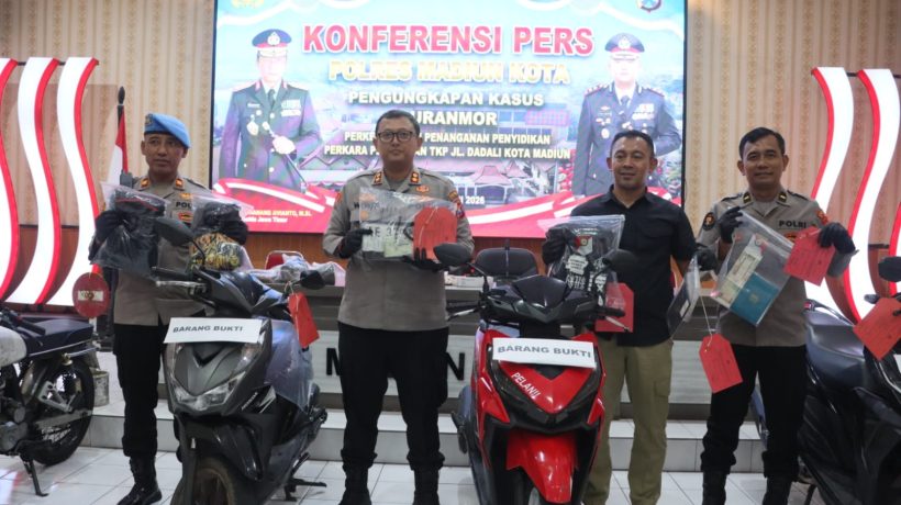 Polres Madiun Kota Ungkap 3 Kasus Curanmor 4 Orang Residivis Diamankan