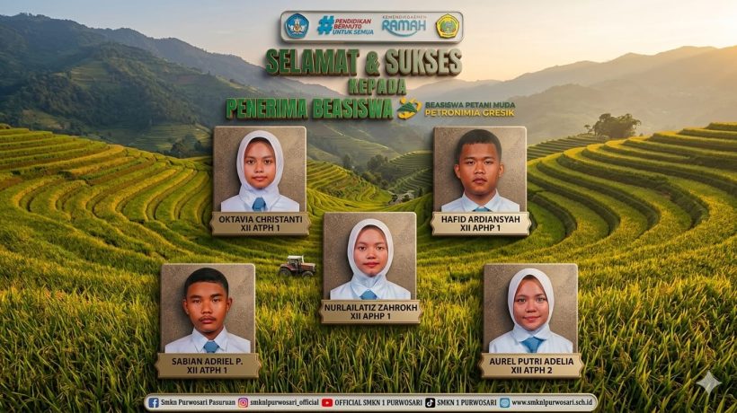 Siswa SMKN 1 Purwosari Borong Beasiswa Petani Muda Petrokimia Gresik, Kepala Sekolah Berikan Apresiasi Tinggi