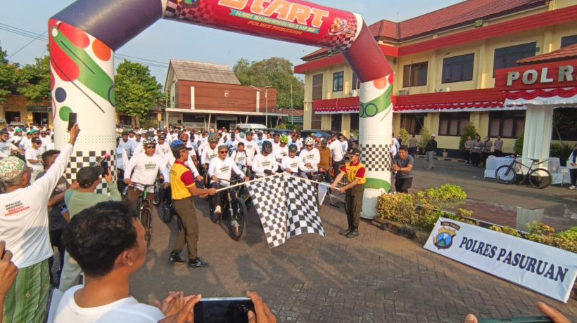 Gowes Bersama Ulama dan Masyarakat, Kapolres Pasuruan Ajak Wujudkan Daerah Aman dan Guyub