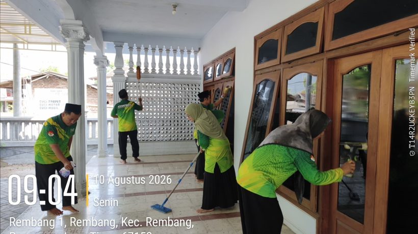 Sukseskan Geber Mas, KUA Pusaka Kecamatan Rembang Bersinergi Jaga Kebersihan Rumah Ibadah