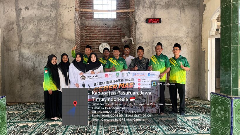 Sukseskan Program Kemenag, KUA Pusaka Grati Bersihkan Masjid di Desa Kalipang dan Sumberdawesari