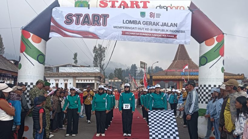 Meriahkan HUT RI ke-81, 83 Peleton Ikuti Lomba Gerak Jalan PHBN Kecamatan Tosari