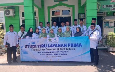 KUA Winongan Studi Tiru Layanan Prima Digitalisasi Arsip ke KUA Sawahan Kota Surabaya